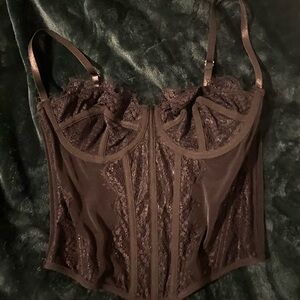 Brown Lace Bustier Top
